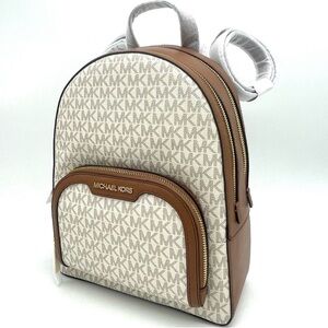 Michael Kors Medium Jaycee Zip Packet Backpack Brown/Light Pink
